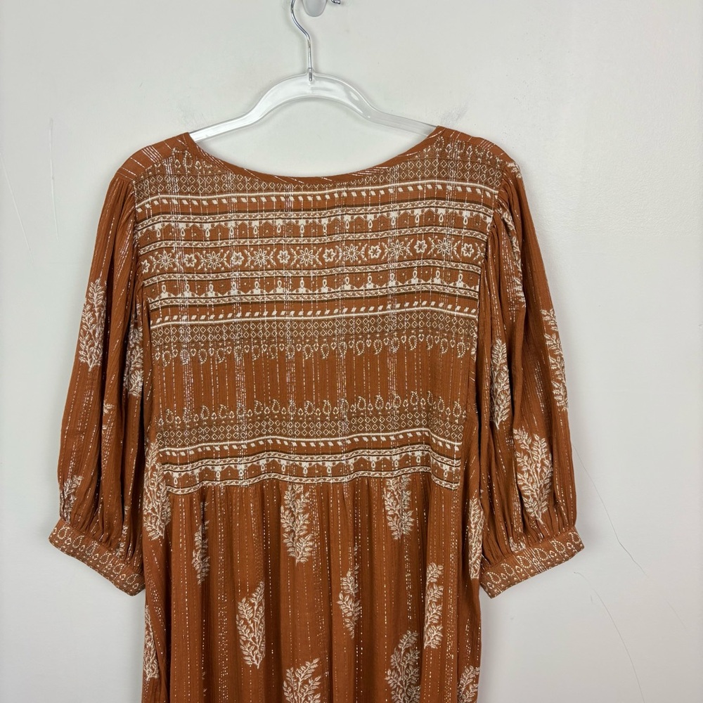 Daughters of India Rust Brown Printed Bohemian Maxi Dress - Picture 10 of 14